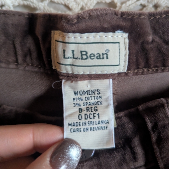 90s LL Bean Chocolate Brown Velvet Straight Leg Stretch Pants Size 8 - Picture 3 of 7